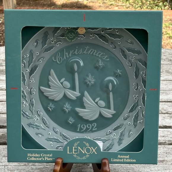 🆕NWT Lenox Holiday Crystal Collector's Plate Ltd. Edition Christmas 1992 W/Box - Picture 1 of 9